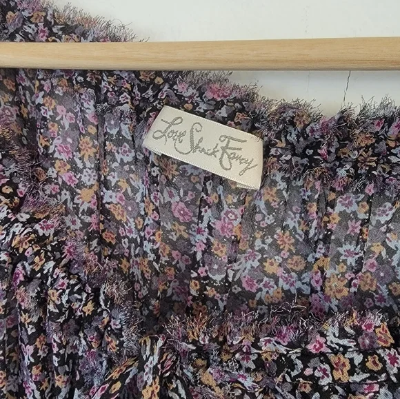 Loveshackfancy Floral Black Mini Silk Dress Size Small - Picture 7 of 7